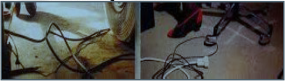 Das Bild zeigt Elektrokabel die quer über den Boden verlegt und im Weg sind.