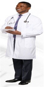 Das Bild zeigt einen Mann im Arztkittel.